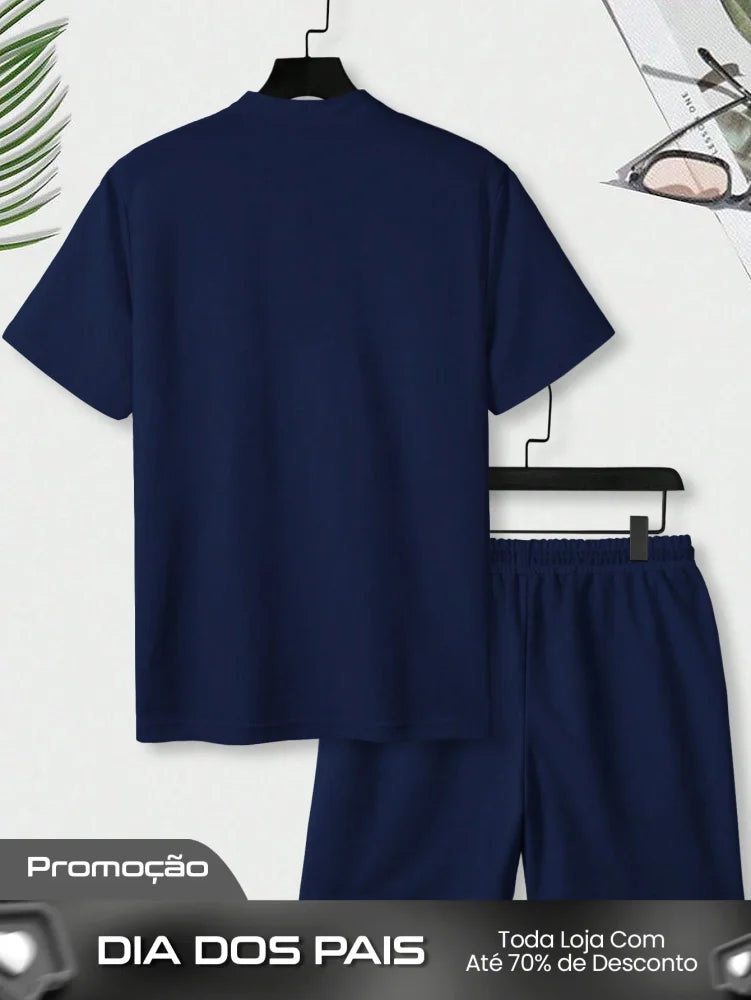 Conjunto Masculino Camisa Manga Curta E Shorts Modelagem Tradicional Conjunto Masculino Camisa Manga Curta E Shorts