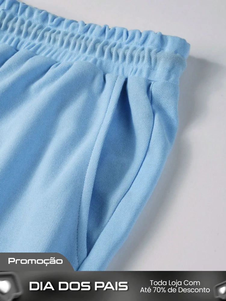Conjunto Masculino Camisa Manga Curta E Shorts Modelagem Tradicional Conjunto Masculino Camisa Manga Curta E Shorts