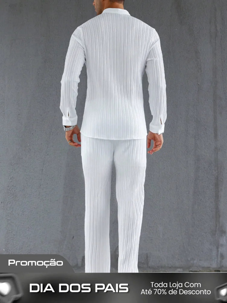 Conjunto Masculino Camisa Manga Longa E Calça Leve Ajustada Conjunto Masculino Camisa Manga Longa E Calça Leve Ajustada