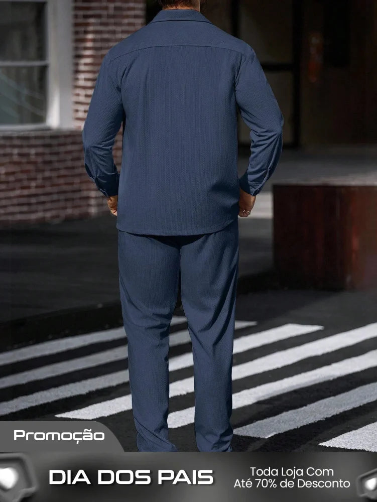 Conjunto Masculino Camisa Workwear E Calça De Veludo Cotelê Conjunto Masculino Camisa Workwear E Calça De Veludo Cotelê