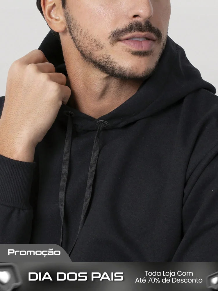 Conjunto Masculino Moletom Casual Com Capuz Cós Ajustável Conjunto Masculino Moletom Casual Com Capuz Cós Ajustável