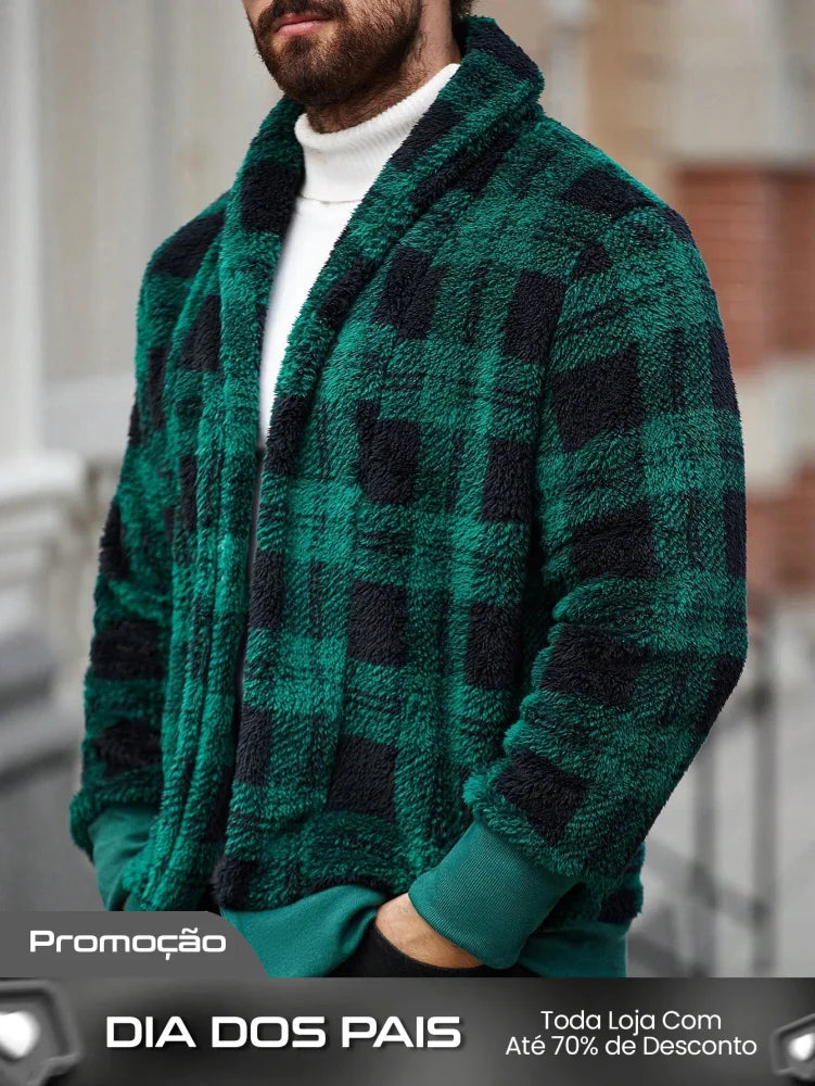 Jaqueta Masculina Casual Estilo Minimalista Xadrez Jaqueta Masculina Casual Estilo Minimalista Xadrez