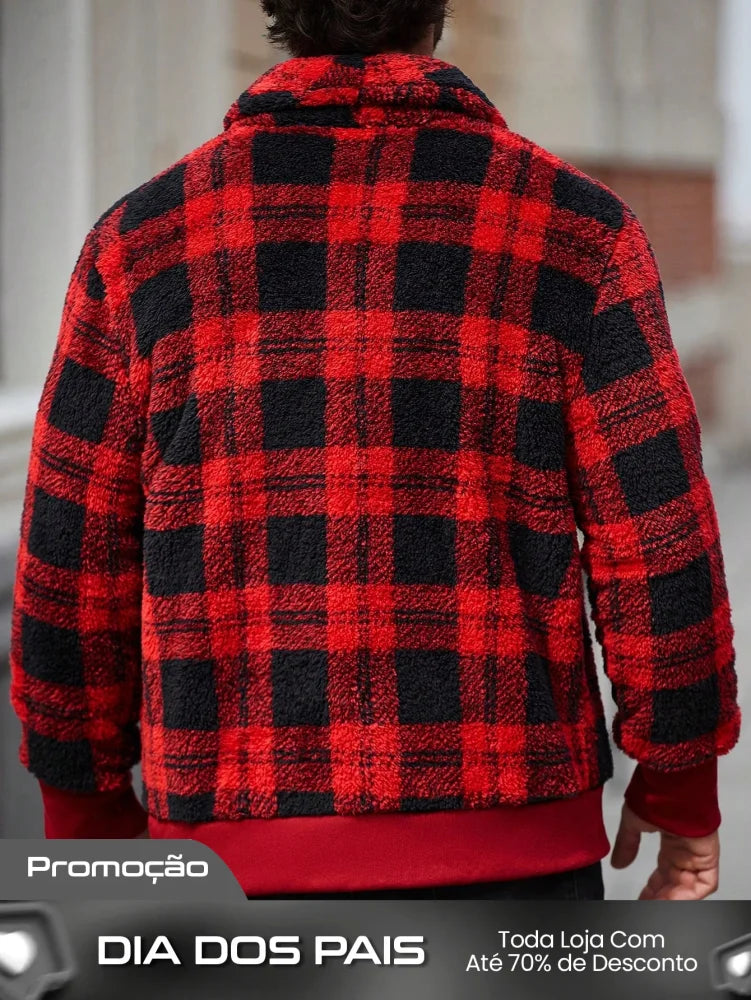 Jaqueta Masculina Casual Estilo Minimalista Xadrez Jaqueta Masculina Casual Estilo Minimalista Xadrez