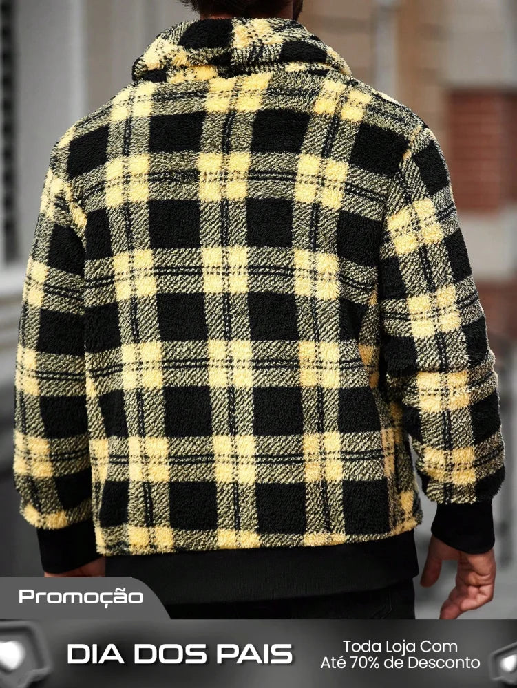 Jaqueta Masculina Casual Estilo Minimalista Xadrez Jaqueta Masculina Casual Estilo Minimalista Xadrez