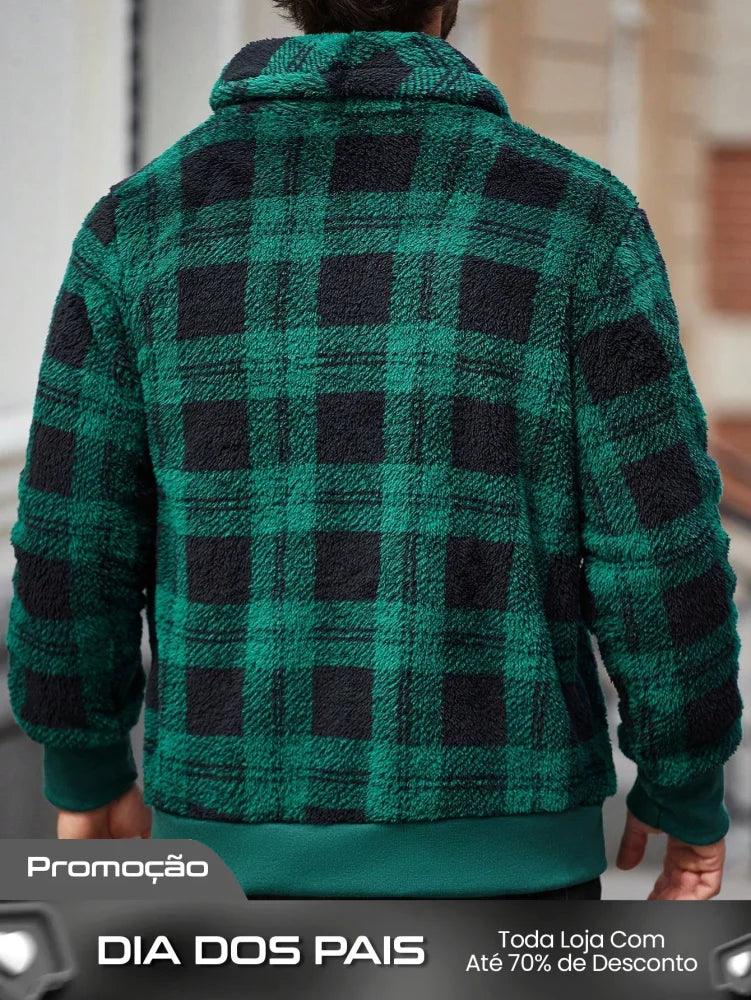 Jaqueta Masculina Casual Estilo Minimalista Xadrez Jaqueta Masculina Casual Estilo Minimalista Xadrez