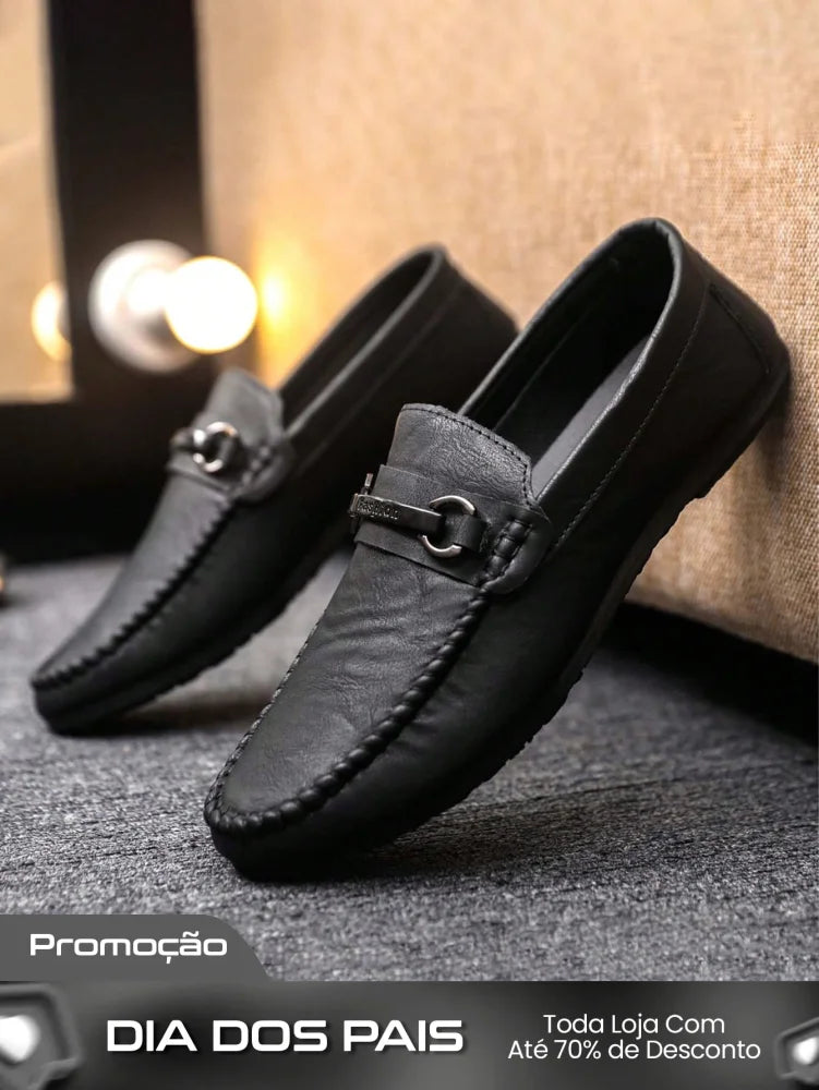 Mocassim Masculino Casual Elegante Com Detalhe Metálico Mocassim Masculino Casual Elegante Com Detalhe Metálico