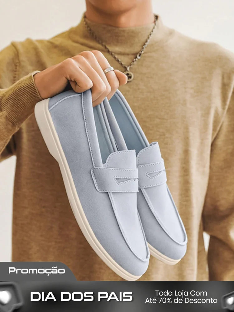 Mocassim Masculino Casual Moderno Solado Confortável Azul Empoeirado / 36 Mocassim Masculino Casual Elegante Com