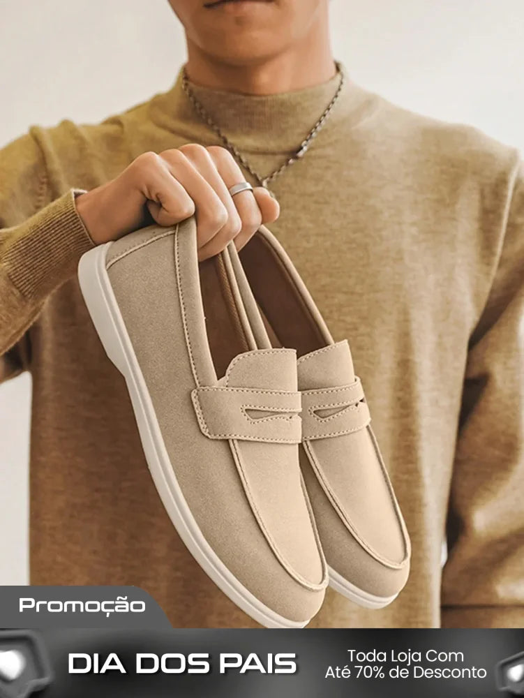 Mocassim Masculino Casual Moderno Solado Confortável Caqui / 36 Mocassim Masculino Casual Moderno Solado Confortável
