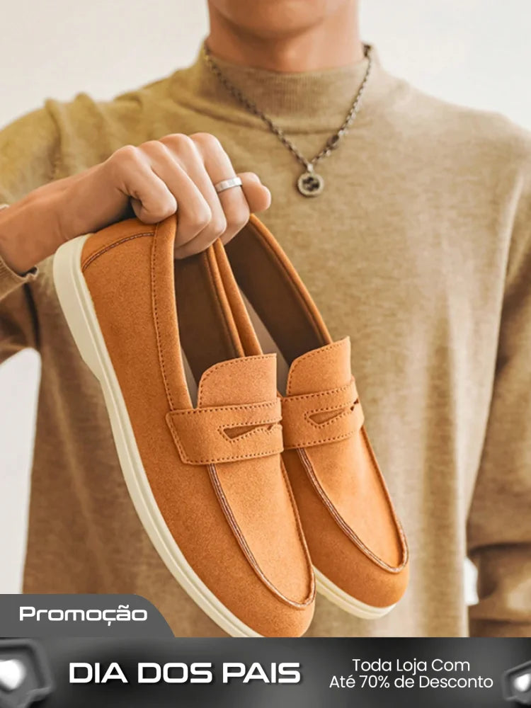 Mocassim Masculino Casual Moderno Solado Confortável Marrom / 36 Mocassim Masculino Casual Elegante Com Detalhe Metálico