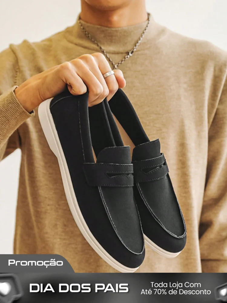 Mocassim Masculino Casual Moderno Solado Confortável Preto / 36 Mocassim Masculino Casual Elegante Com Detalhe Metálico