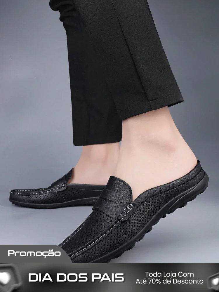 Mocassim Masculino Mule Perfurado Solado Confortável Mocassim Masculino Mule Perfurado Solado Confortável