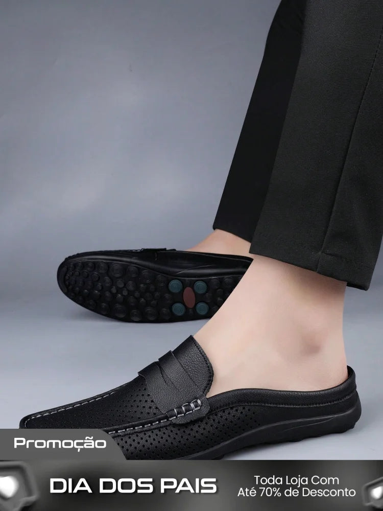 Mocassim Masculino Mule Perfurado Solado Confortável Preto / 36 Mocassim Masculino Mule Perfurado Solado Confortável