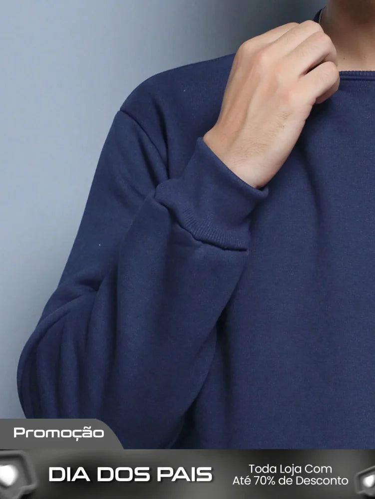 Moletom Masculino Casual Gola Redonda Estampa Central Moletom Masculino Casual Gola Redonda Estampa Central