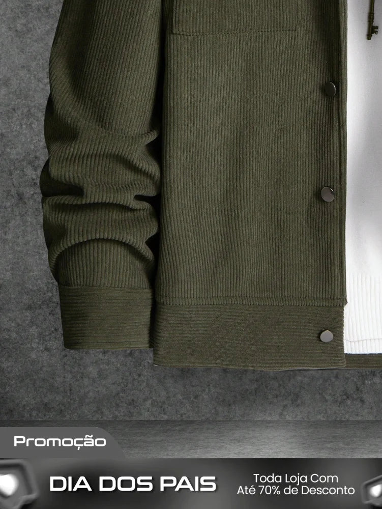 Moletom Masculino Cotelê Oversized Com Bolsos Ombro Caído Moletom Masculino Cotelê Oversized Com Bolsos Ombro Caído