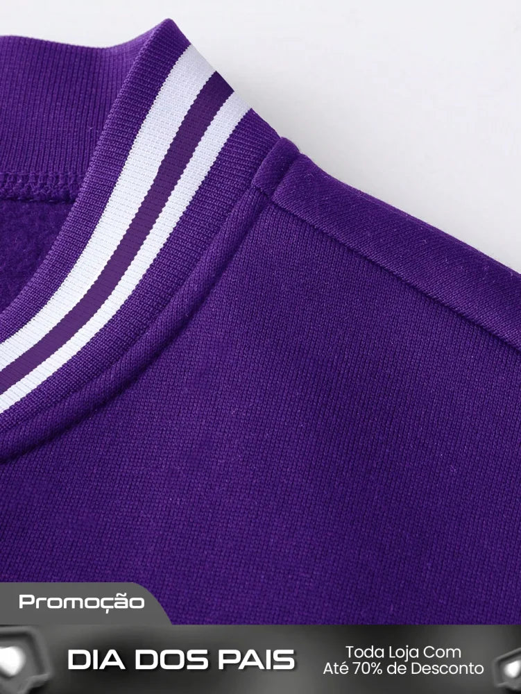 Moletom Masculino Estilo College Com Estampa Frontal E Punhos Moletom Masculino Estilo College Com Estampa Frontal E