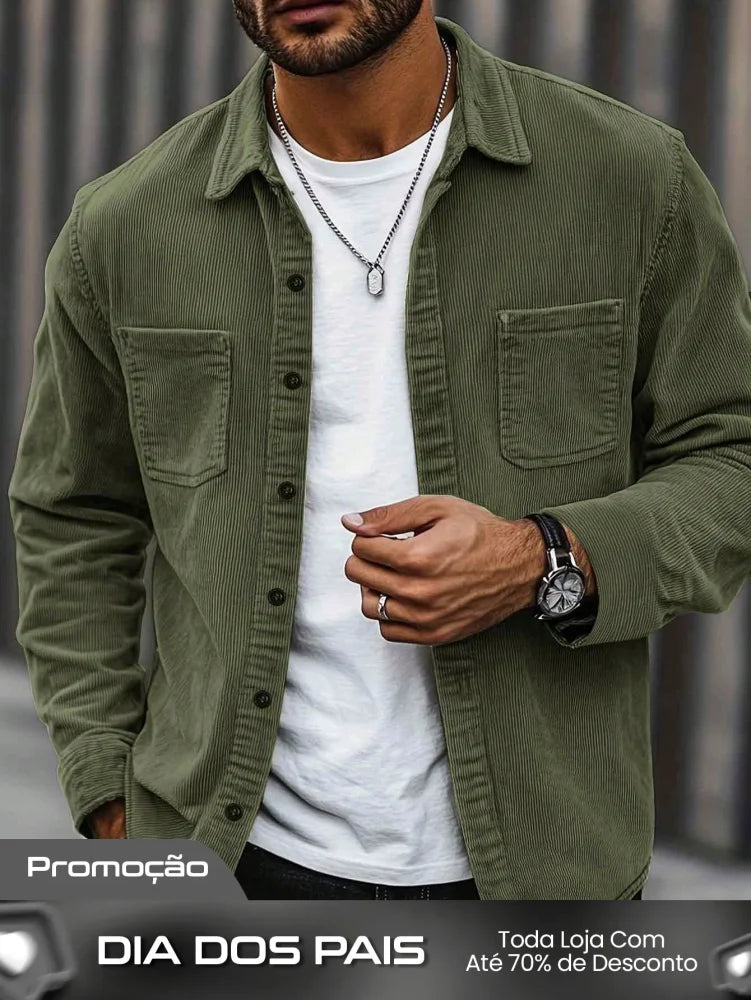 Moletom Masculino Estilo Shacket Com Bolsos E Gola Casual Verde / PP Moletom Masculino Estilo Shacket Com Bolsos E Gola