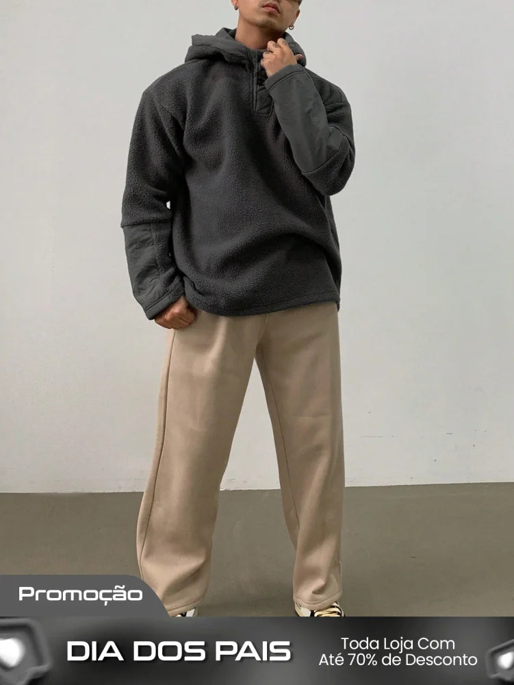 Moletom Masculino Forrado Com Capuz E Botões Moletom Masculino Forrado Com Capuz E Botões