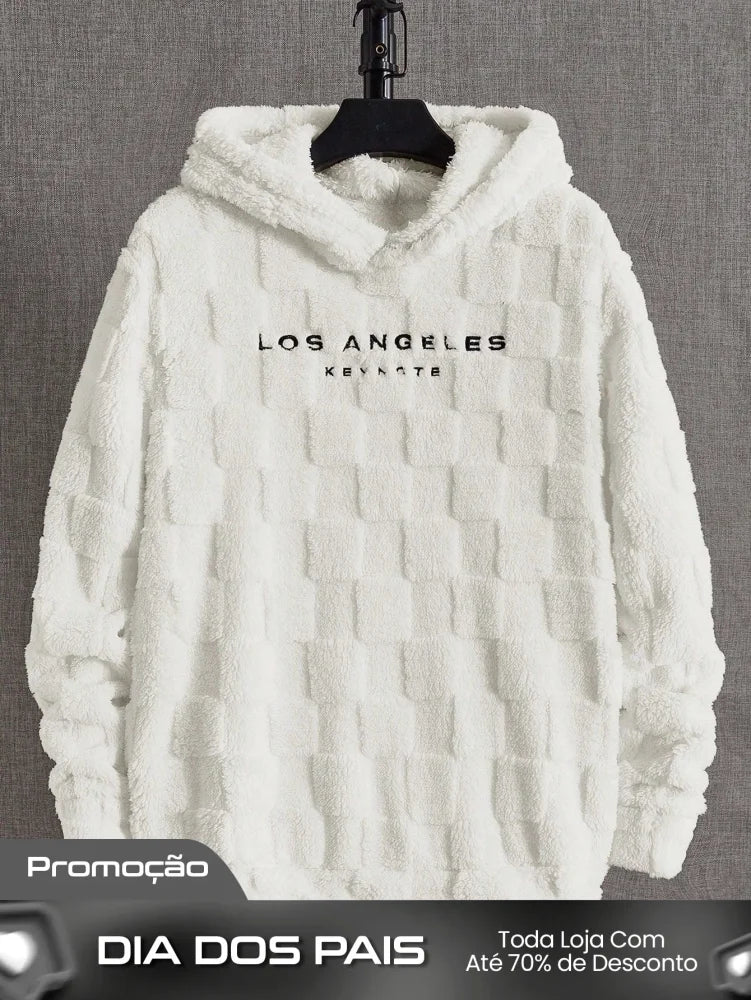 Moletom Masculino Peluciado Com Capuz Los Angeles Branco / PP Moletom Masculino Peluciado Com Capuz Los Angeles