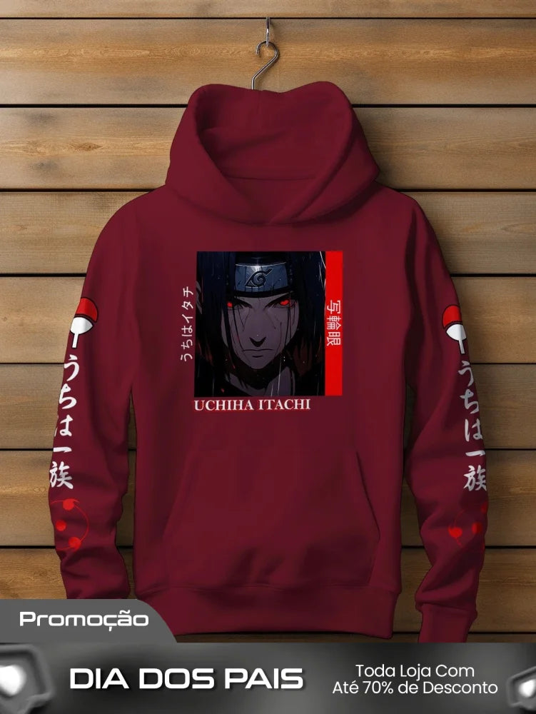 Moletom Masculino Uchiha Itachi Anime Naruto Vinho / PP Moletom Masculino Uchiha Itachi Anime Naruto