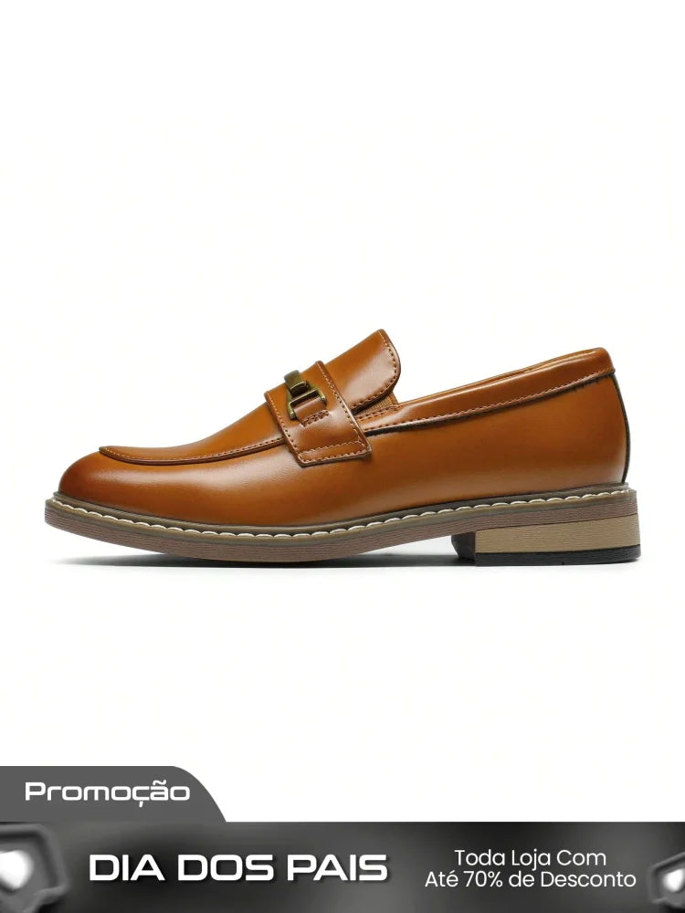 Sapato Masculino Loafer Casual Elegante Com Fivela Decorativa Sapato Masculino Loafer Casual Elegante Com Fivela