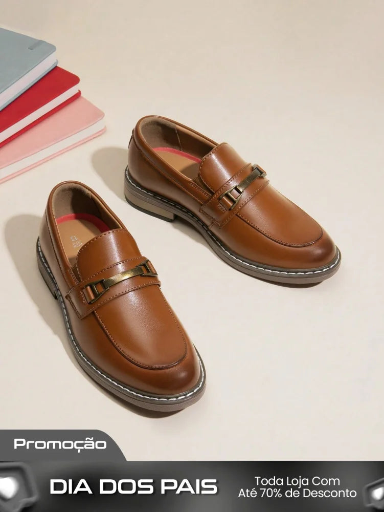 Sapato Masculino Loafer Casual Elegante Com Fivela Decorativa Sapato Masculino Loafer Casual Elegante Com Fivela