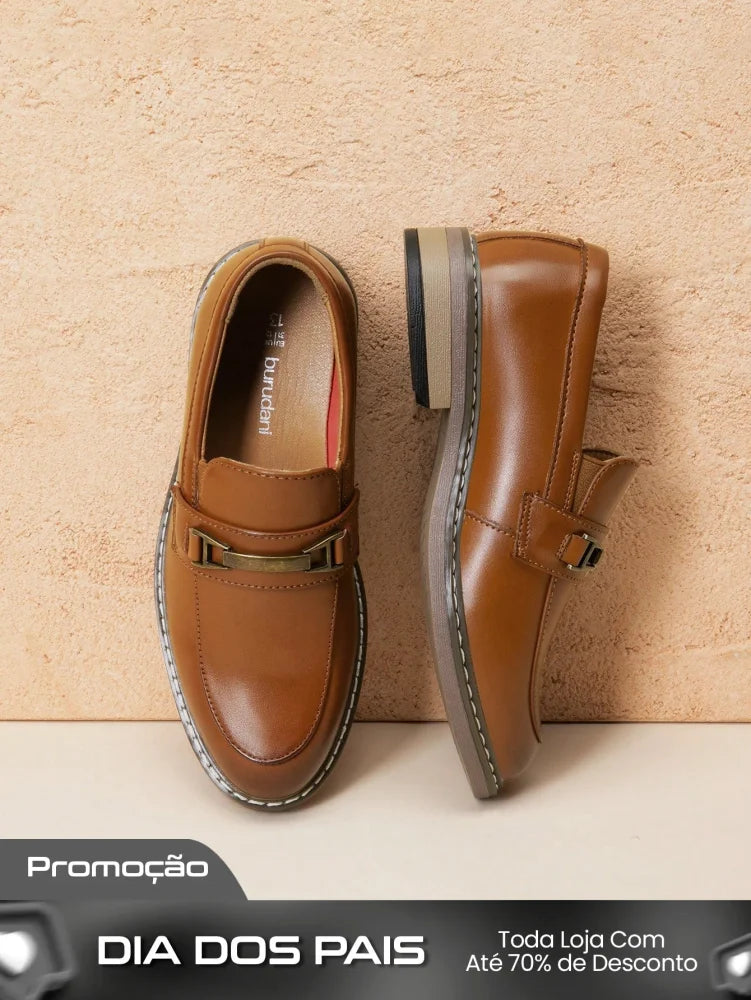 Sapato Masculino Loafer Casual Elegante Com Fivela Decorativa Sapato Masculino Loafer Casual Elegante Com Fivela