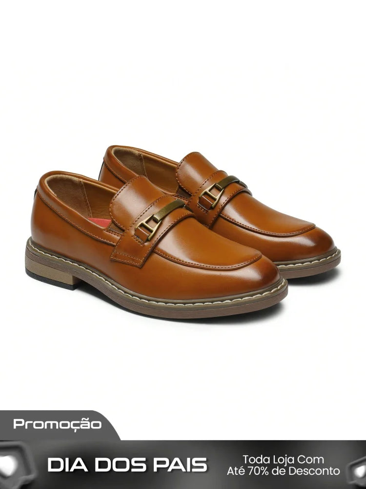Sapato Masculino Loafer Casual Elegante Com Fivela Decorativa Sapato Masculino Loafer Casual Elegante Com Fivela