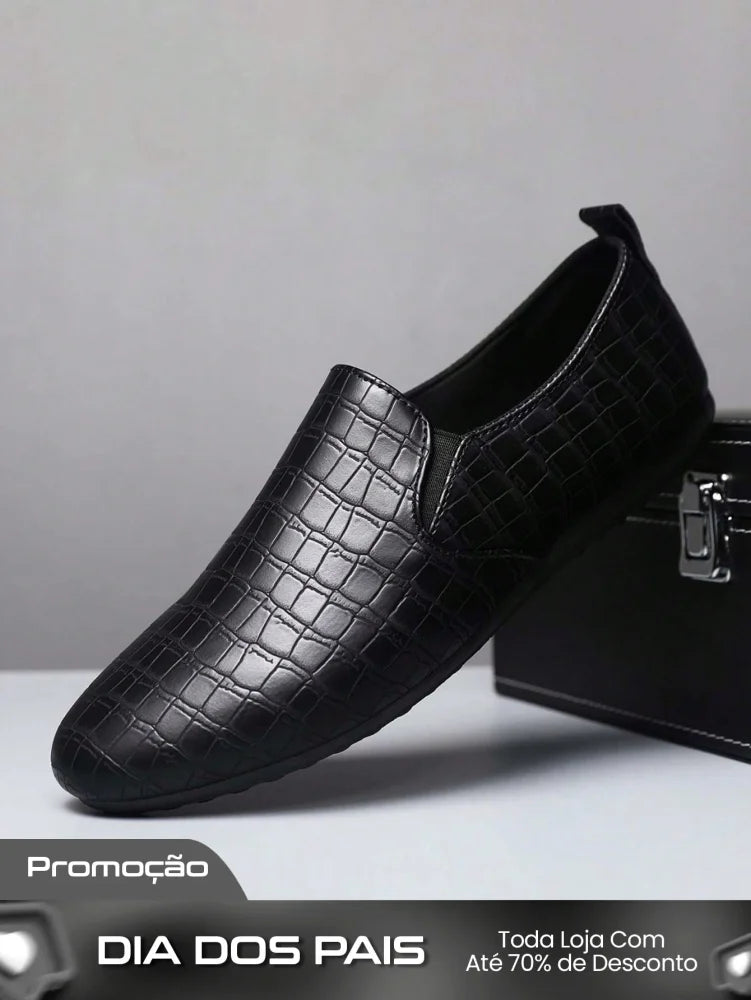 Sapato Masculino Slip-On Texturizado Estilo Elegante Sapato Masculino Slip-On Texturizado Estilo Elegante