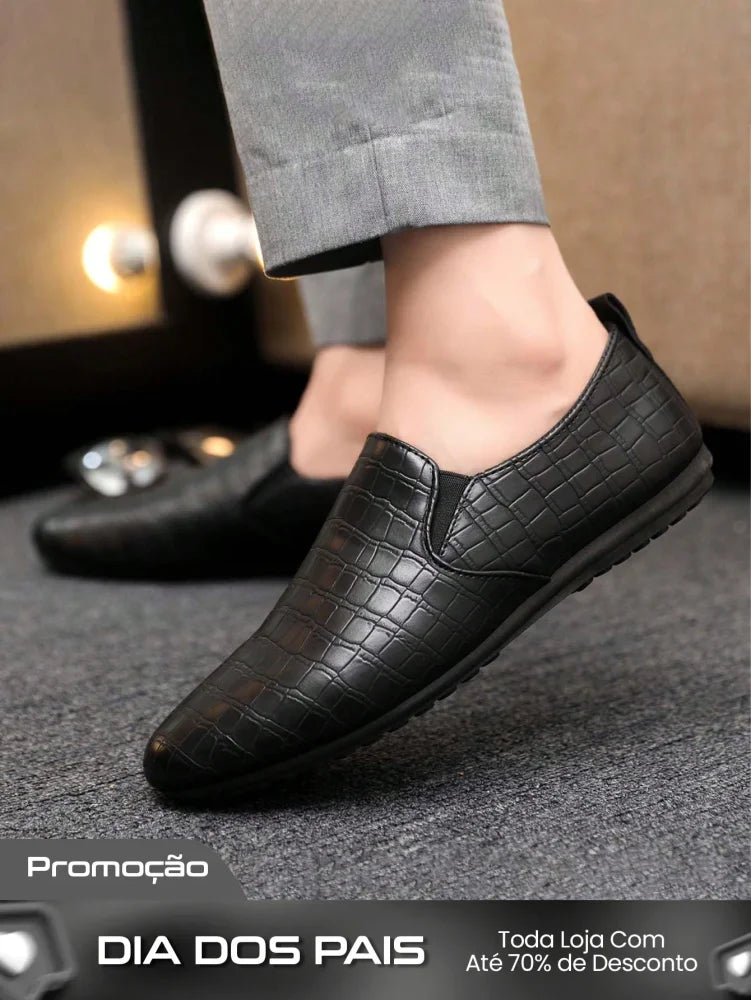 Sapato Masculino Slip-On Texturizado Estilo Elegante Preto / 36 Sapato Masculino Slip-On Texturizado Estilo Elegante