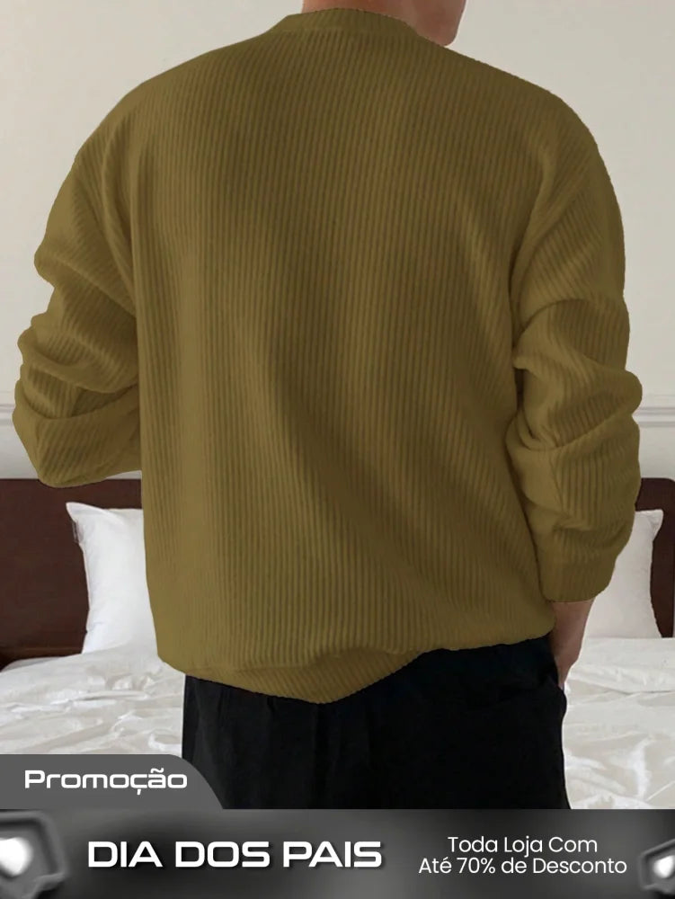 Suéter Masculino Gola Canelada Textura Casual Suéter Masculino Gola Canelada Textura Casual