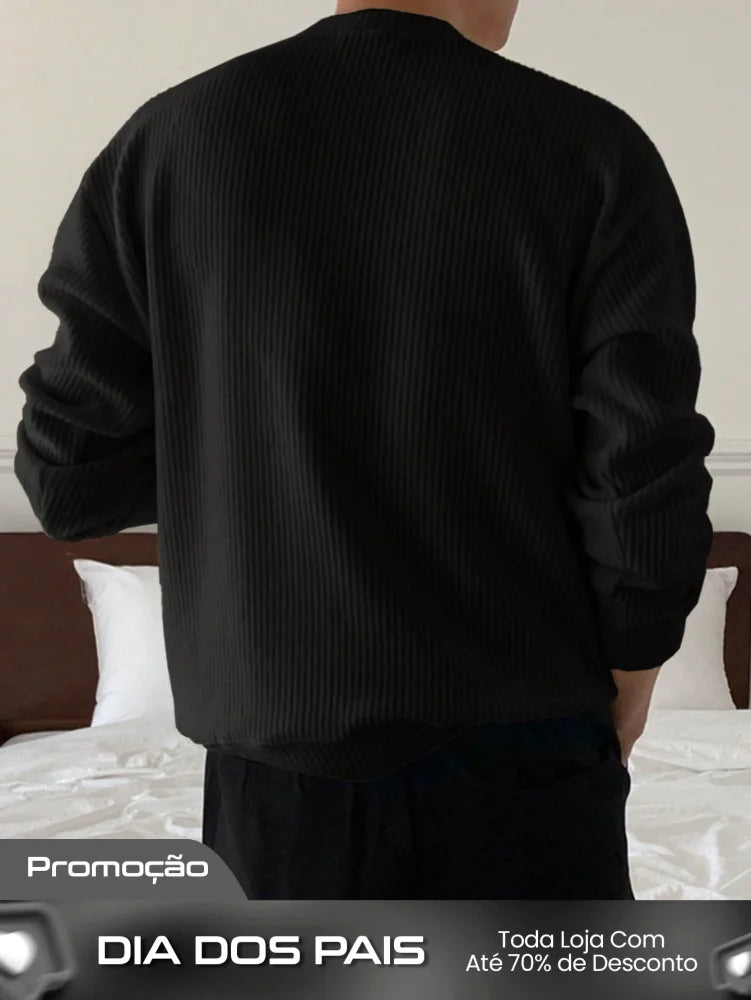 Suéter Masculino Gola Canelada Textura Casual Suéter Masculino Gola Canelada Textura Casual