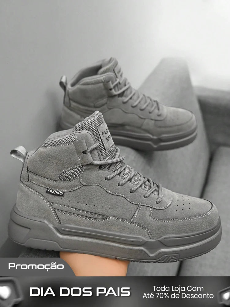 Tênis Masculino Cano Alto Street Estilo Skate Urbano Cinza / 36 Tênis Masculino Cano Alto Street Estilo Skate Urbano