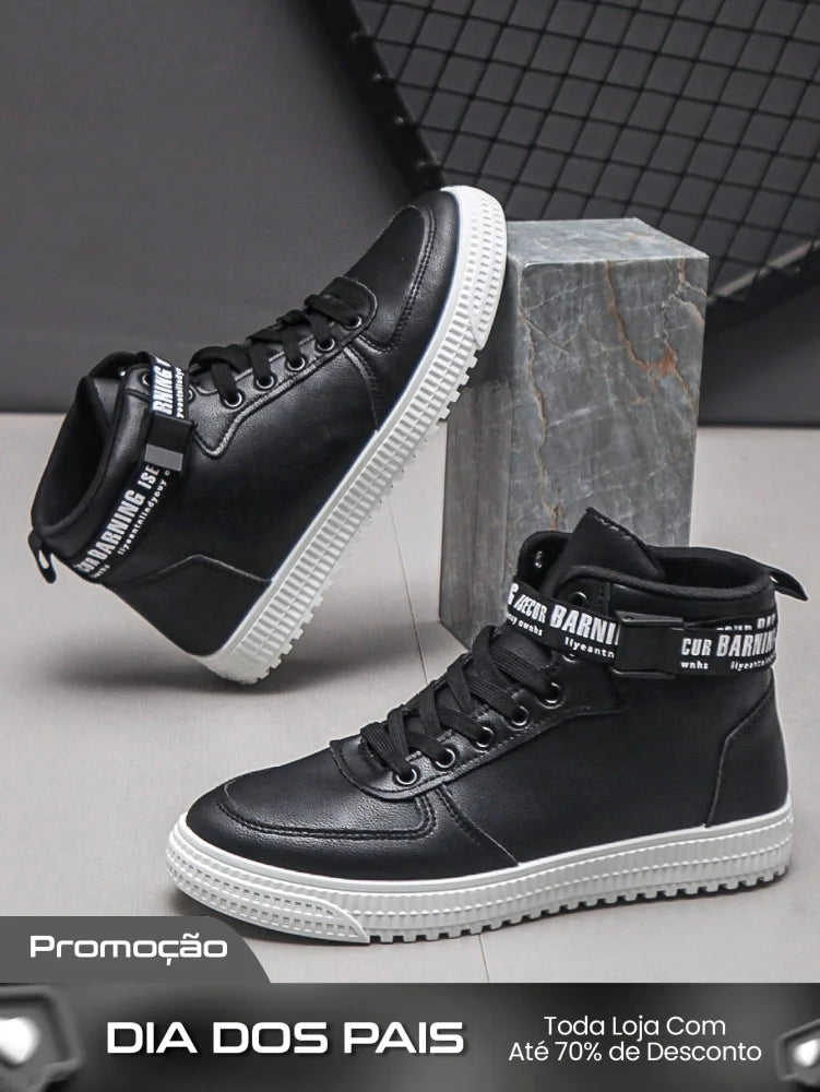 Tênis Masculino Cano Alto Street Solado Tratorado Preto / 36 Tênis Masculino Cano Alto Street Solado Tratorado