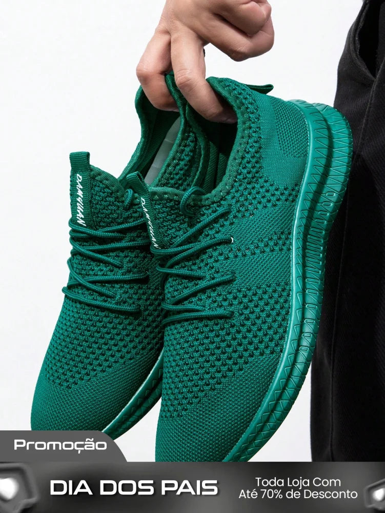 Tênis Masculino Leve Respirável Casual Confortável Para Caminhada Verde Escuro / 36 Tênis Masculino Leve Respirável