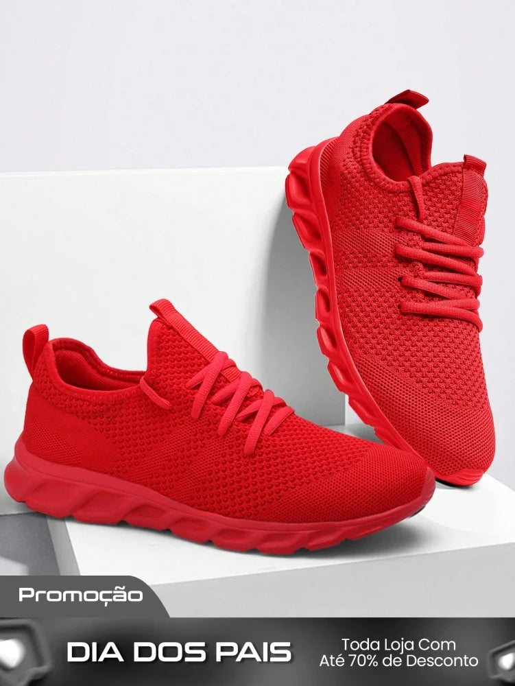Tênis Masculino Mesh Respirável Leve Para Treino Caminhada Fitness Vermelho / 36 Tênis Masculino Mesh Respirável Leve