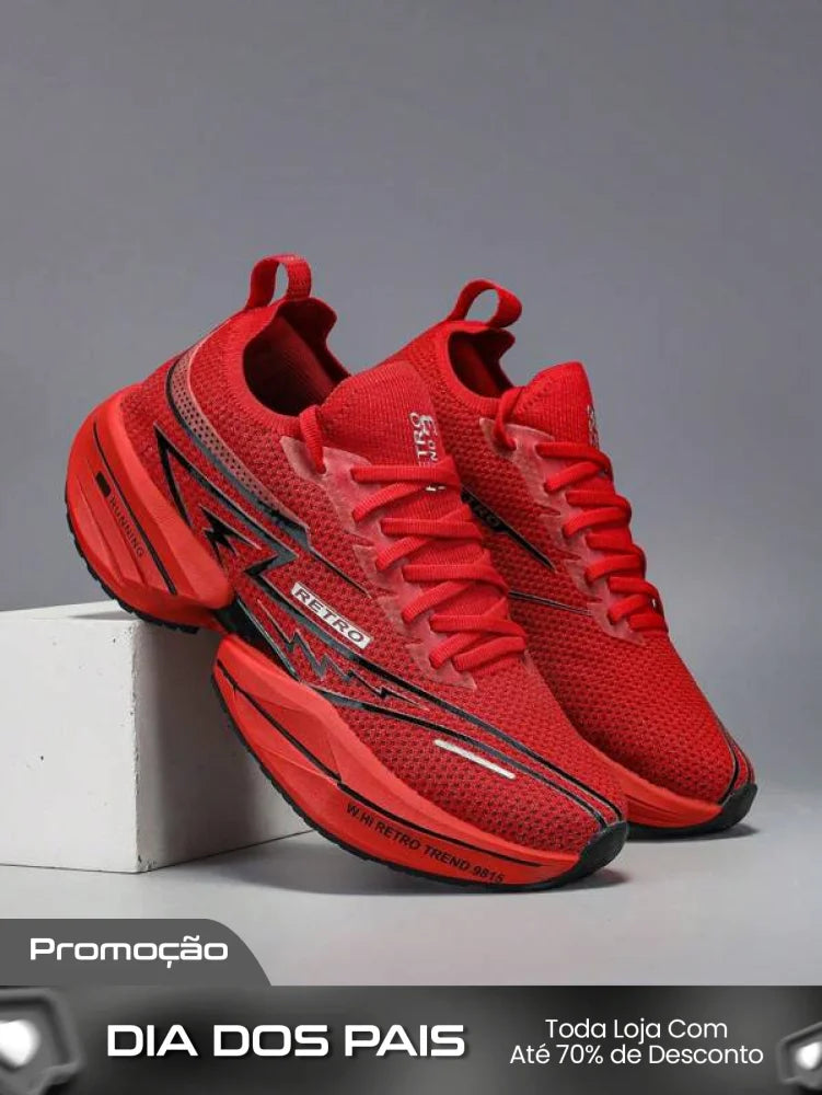 Tênis Masculino Running Casual Plataforma Amortecimento Leve Vermelho / 36 Tênis Masculino Running Casual Plataforma
