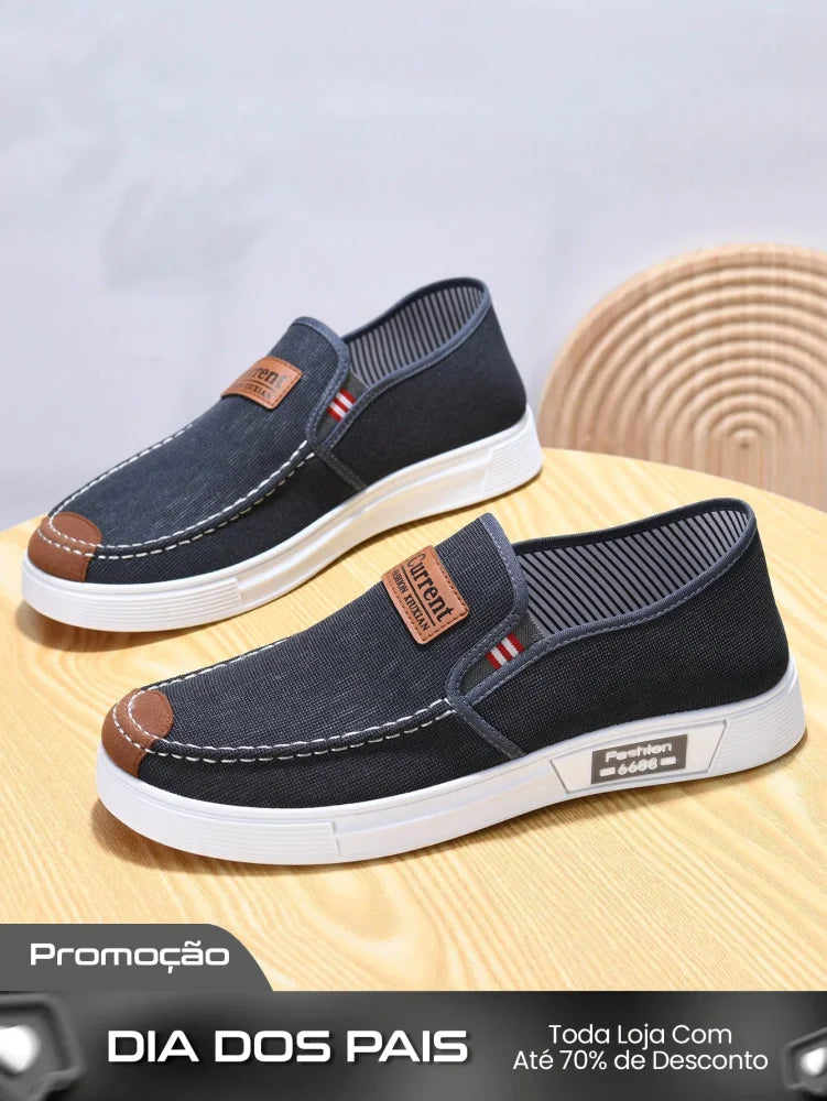 Tênis Masculino Slip-On Casual Lona Estilo Street Confortável Tênis Masculino Slip-On Casual Lona Estilo Street