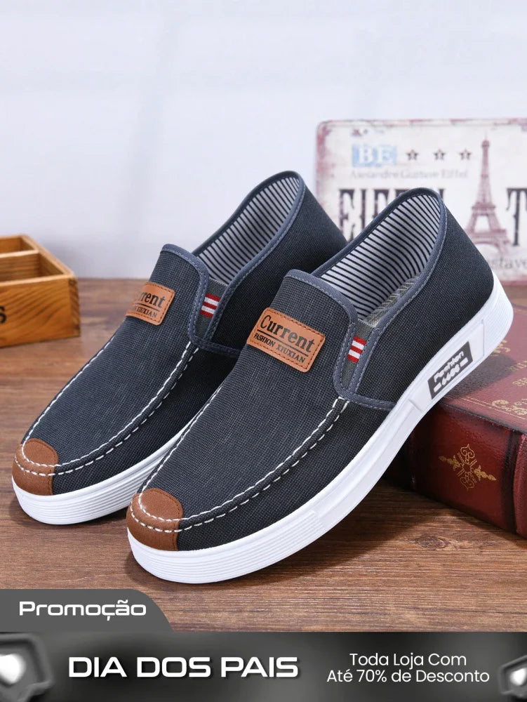 Tênis Masculino Slip-On Casual Lona Estilo Street Confortável Tênis Masculino Slip-On Casual Lona Estilo Street