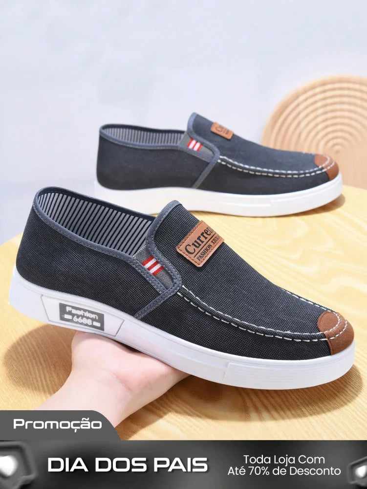 Tênis Masculino Slip-On Casual Lona Estilo Street Confortável Tênis Masculino Slip-On Casual Lona Estilo Street