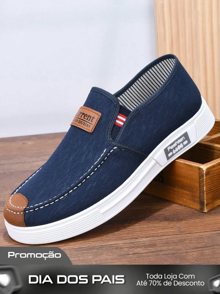 Tênis Masculino Slip-On Casual Lona Estilo Street Confortável Azul / 36 Tênis Masculino Slip-On Casual Lona Estilo