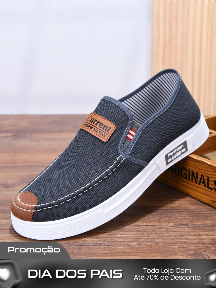 Tênis Masculino Slip-On Casual Lona Estilo Street Confortável Cinza / 36 Tênis Masculino Slip-On Casual Lona Estilo