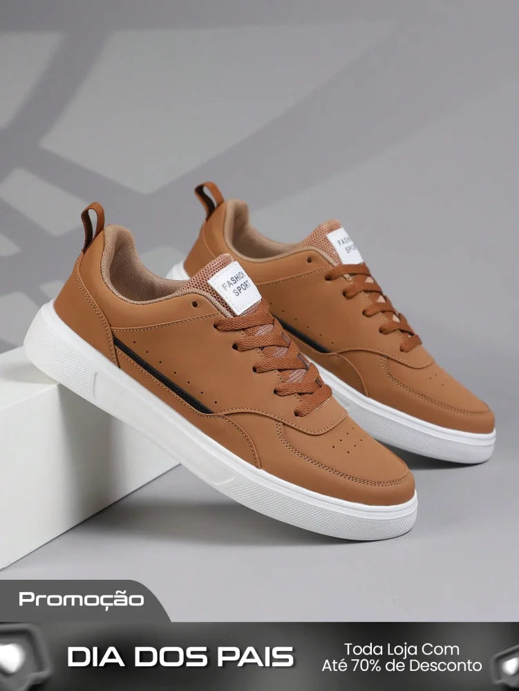 Tênis Masculino Street Skate Cadarço Solado Antiderrapante Durável Castanho / 36 Tênis Masculino Street Skate Cadarço